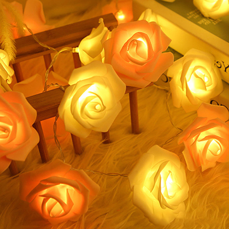 LED Rose String Lights, For Valentine's Day Wedding, Room Garden Decoration Night Light, Outdoor LED Fairy String Light Garland Wedding Street, Artificial Flowers LED Light, Mother And Valentines Day Gifts, Christmas & Hallow