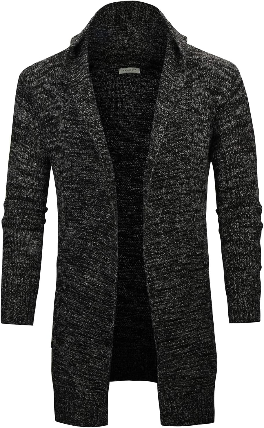 Men'S Long Cardigan Sweater Hooded Knit Slim Fit Open Front Longline Cardigans with Pockets