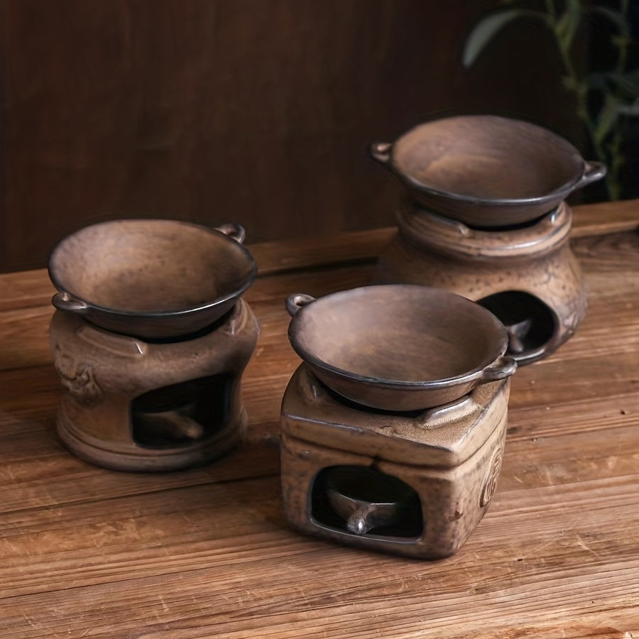 1pc, Retro Aromatherapy Candle Holder Fragrance Burner Tealight Holder Ceramic Candle Diffuser Essential Oil Warmer For Aromatherapy Yoga Room