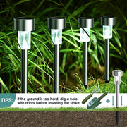 12 Pack Solar Outdoor Lights, Stainless Steel Solar Lights Outdoor Waterproof, LED Pathway Lights Outdoor Solar Lights Solar Garden Lights For Patio, Lawn, Yard And Landscape