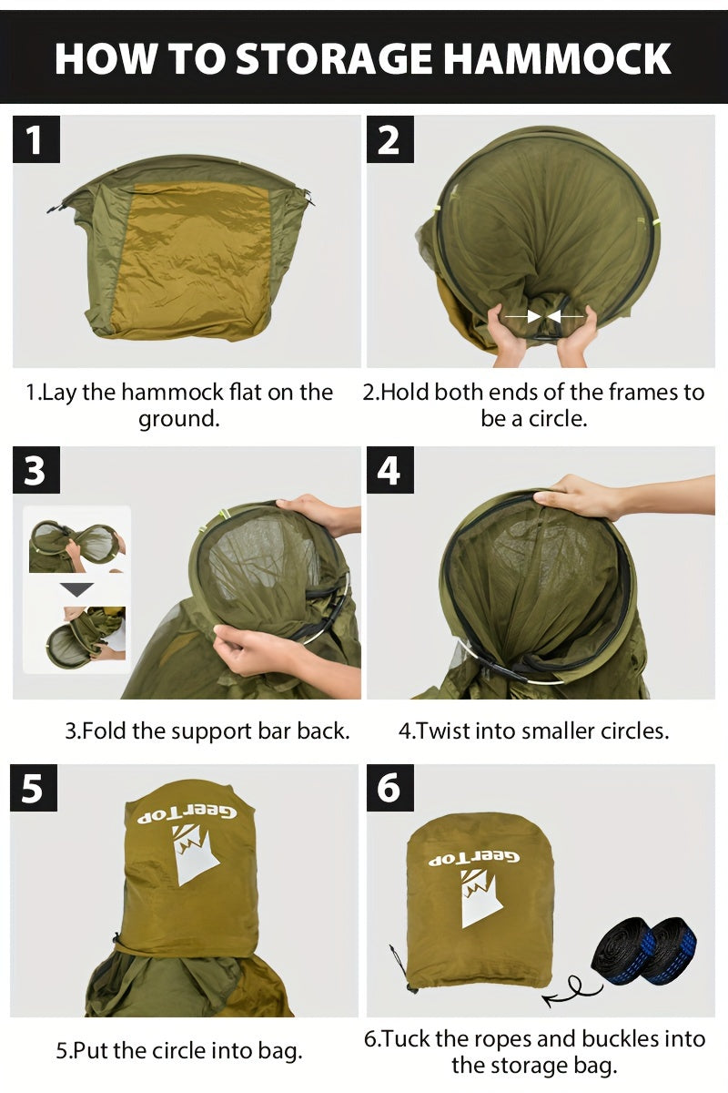 GeerTop 3-in-1 Camping Hammock with Mosquito Net & Sun Shelter - Durable, Easy Setup for Backpacking, Hiking, Beach & Garden