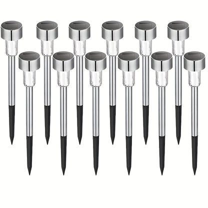 1 pack/ 8 pack/10 pack/12 pack Solar Powered Stainless Steel LED Landscape Lights, Outdoor Pathway Lights for Garden, Patio, Lawn - 1 Pack/8 Pack/10 Pack/12 Pack