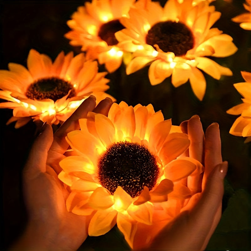 2/4PCS Solar Flower Lights - Bright Sunflower Stake Lights for Garden Decor - Realistic, Weatherproof, Dusk-to-Dawn Illumination - Perfect for Yard, Patio, Front Yard, Backyard, Balcony