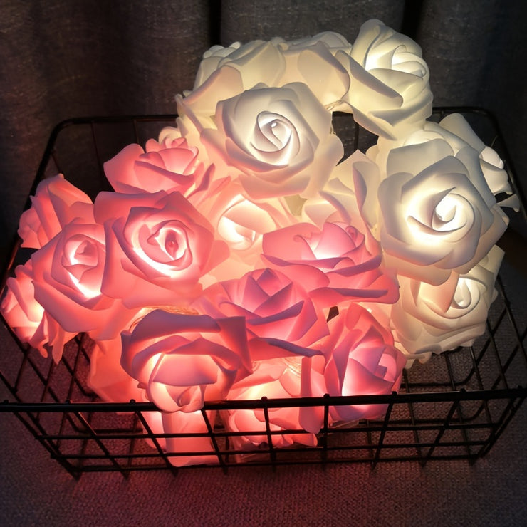 LED Rose String Lights, For Valentine's Day Wedding, Room Garden Decoration Night Light, Outdoor LED Fairy String Light Garland Wedding Street, Artificial Flowers LED Light, Mother And Valentines Day Gifts, Christmas & Hallow