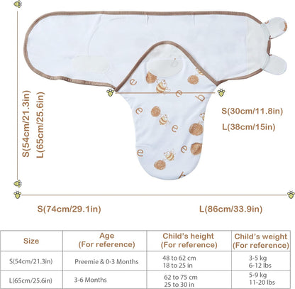 Soft & Breathable Baby Swaddle Blanket for 3-6 Months, Organic Cotton Baby Sleep Swaddle Sack, Infant Swaddle Bag for Baby 3-6 Months with Baby-Friendly Hook & Loop Fatsener