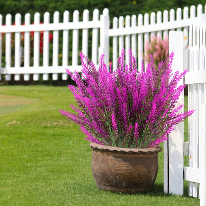 4 Bundles of UV-Resistant Artificial Lavender Flowers - Perfect for Garden, Porch, and Window Box Decorations!