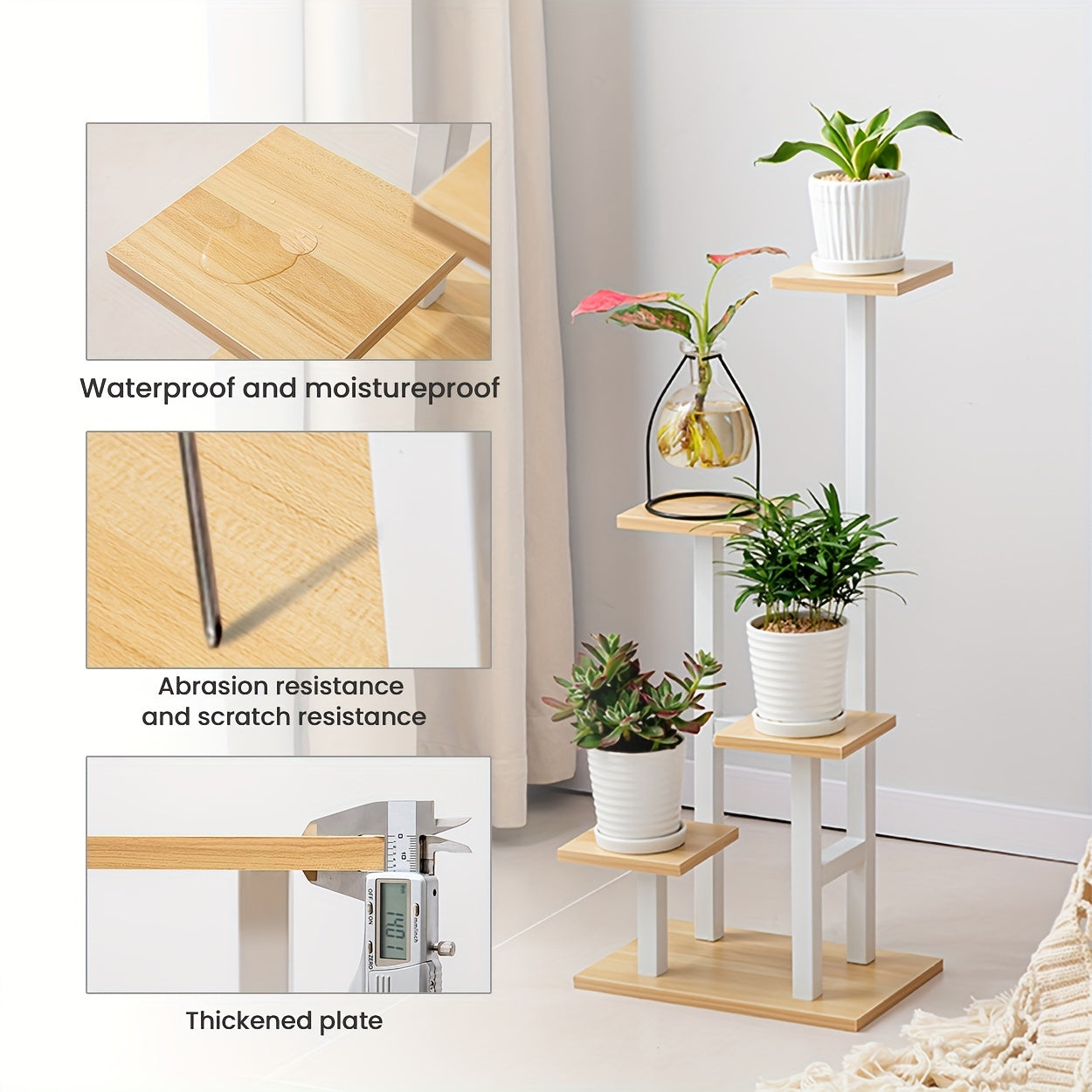 Multiple Flower Pot Holder Rack - Space-Saving Planter Stand Shelves for Indoor Home Garden Decoration and Storage Organizer Display