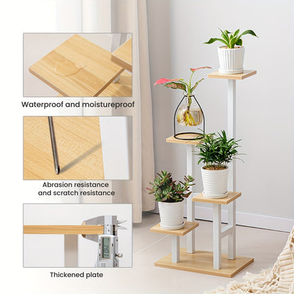 Multiple Flower Pot Holder Rack - Space-Saving Planter Stand Shelves for Indoor Home Garden Decoration and Storage Organizer Display