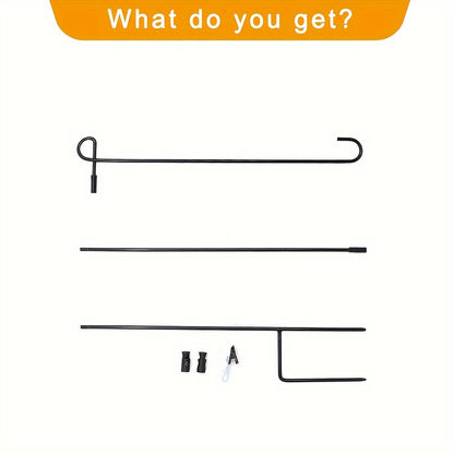 Black Wrought Iron Garden Flag Holder Stand - Durable Yard Flagpole, Holds Flags Up to 12.5" Wide, Includes Tiger Clip and Rubber Stopper for Outdoor Decoration, Coated Flagpole