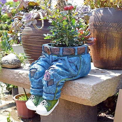 1pc Retro Denim Pants Planter Pots Flower Pots Garden Statues Outdoor Statues Garden Decor