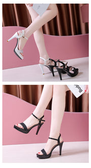 Women's Platform High Heeled Sandals - Sexy Open Toe Sequins Ankle Strap Stiletto Heels - Versatile Dress Pumps for Music Festival - For Women -  Suitable for Parties & Festivals - Perfect Gift for Fashionistas