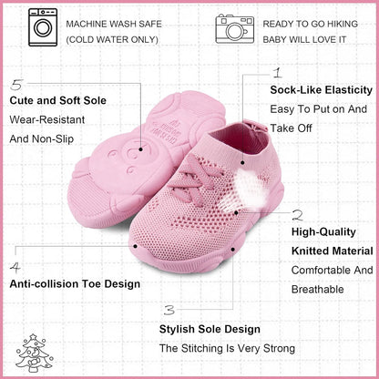 Toddler Baby Girls Boys Tennis White Walking Barefoot Slip on Shoes 18-24 Months Size 5 Wide Toe Box Summer Soft Sole Flexible Dinosaur Cheer Shoes Breathable Outdoor Soccer Rubber Sneakers