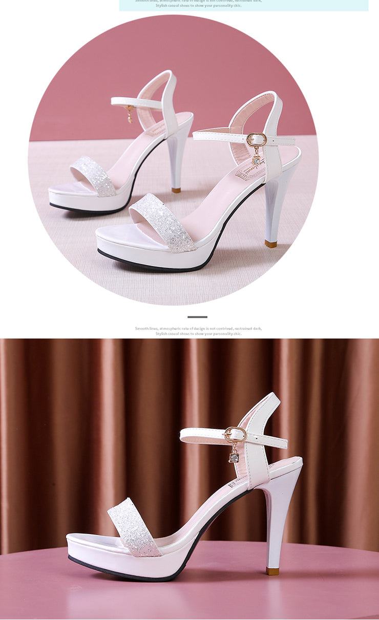 Women's Platform High Heeled Sandals - Sexy Open Toe Sequins Ankle Strap Stiletto Heels - Versatile Dress Pumps for Music Festival - For Women -  Suitable for Parties & Festivals - Perfect Gift for Fashionistas