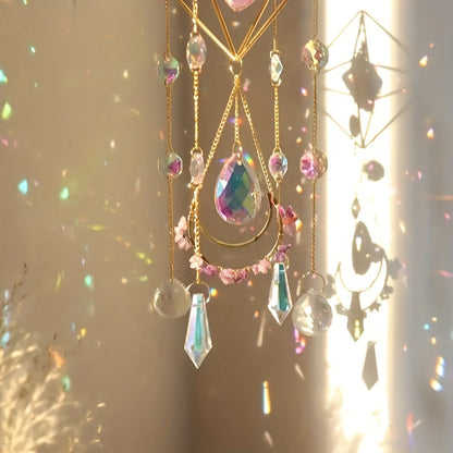 1pc Amethyst Crystal Suncatcher, Hanging Golden Plated Garden Sun Catcher For Windows, Healing Amethyst Crystal Decor For Home, Hanging Ornaments