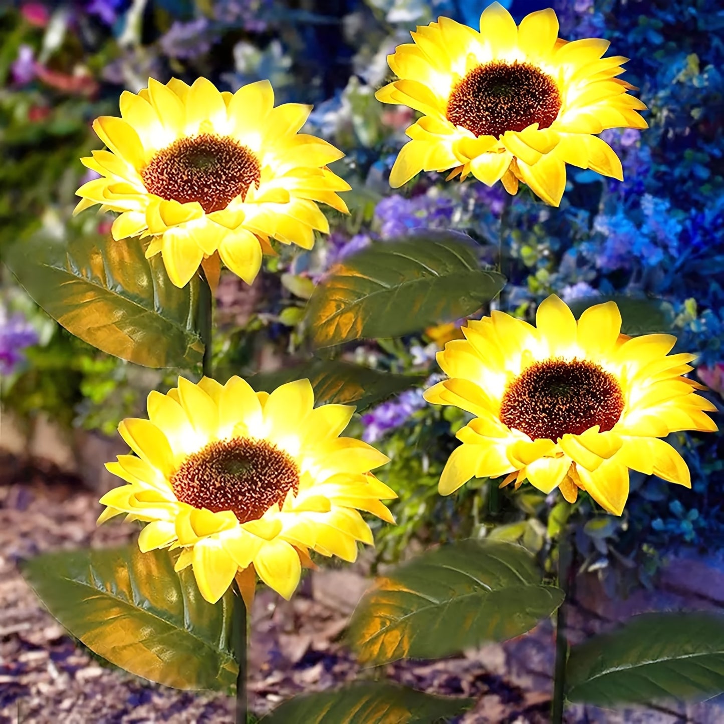 2/4PCS Solar Flower Lights - Bright Sunflower Stake Lights for Garden Decor - Realistic, Weatherproof, Dusk-to-Dawn Illumination - Perfect for Yard, Patio, Front Yard, Backyard, Balcony
