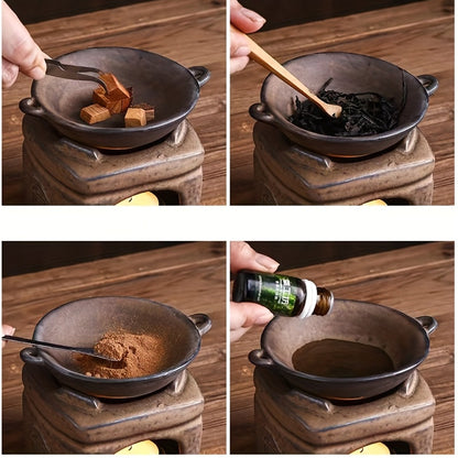 1pc, Retro Aromatherapy Candle Holder Fragrance Burner Tealight Holder Ceramic Candle Diffuser Essential Oil Warmer For Aromatherapy Yoga Room