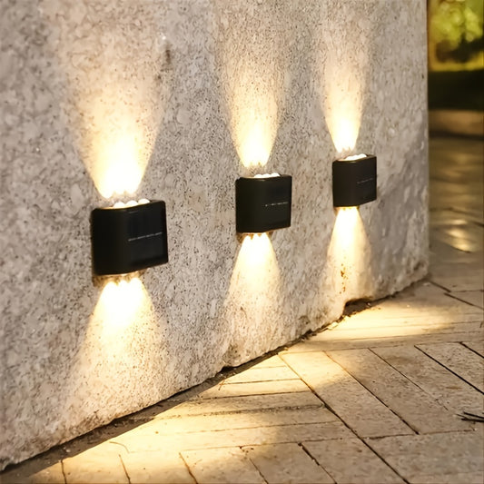 Solar Wall Light - Outdoor Camping Light With 6 LED, Dual Color Lighting For Courtyard, Street, Landscape, Garden Decoration
