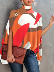 Women's Blouse Summer Halter Batwing Sleeve Floral Print Blouse