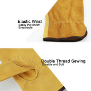 1 Pair Of Leather Work Gloves, Flexible Grip Tough Cowhide Gardening Gloves For Wood Cutting/Construction/Truck Driving/Garden/Yard Working For Men And Women