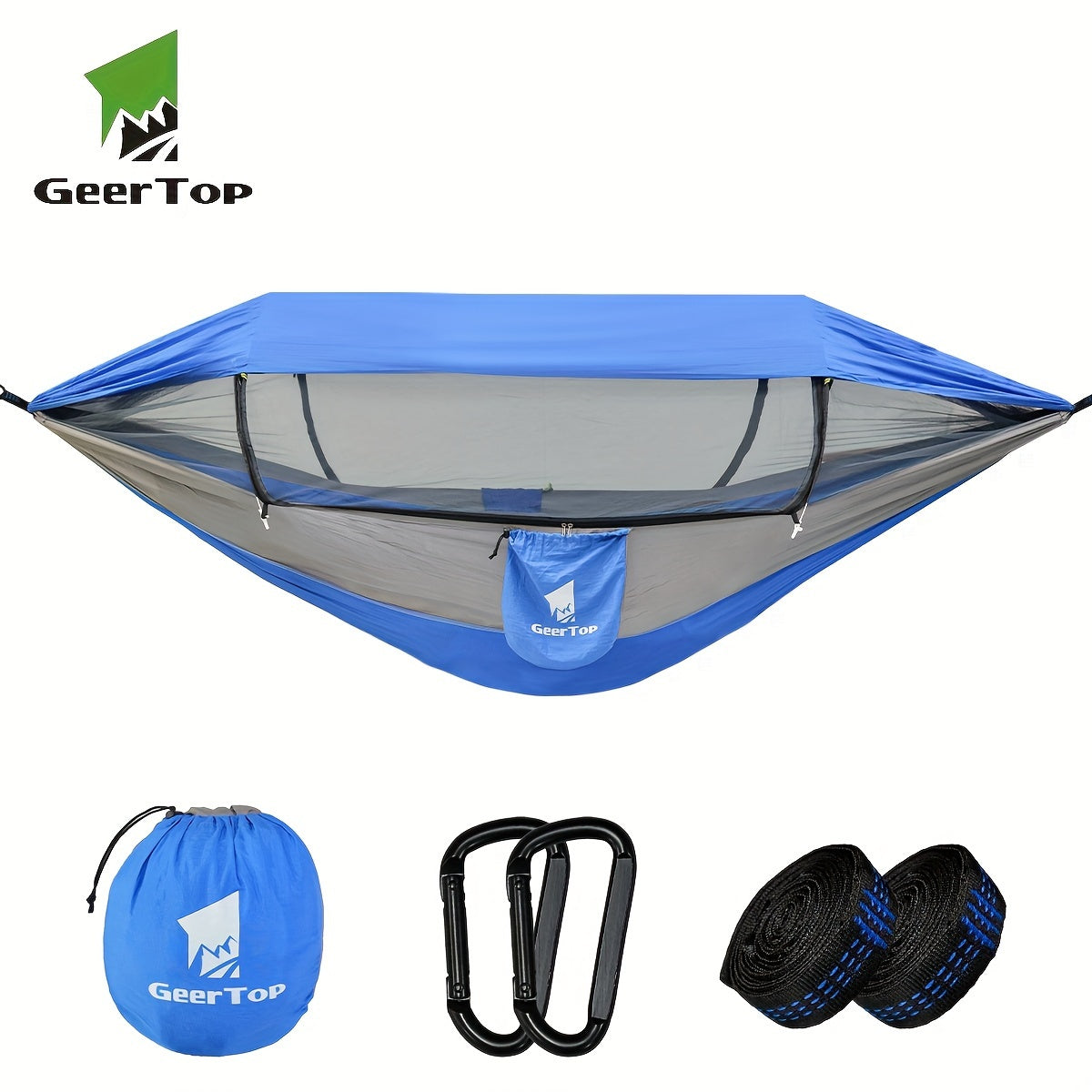 GeerTop 3-in-1 Camping Hammock with Mosquito Net & Sun Shelter - Durable, Easy Setup for Backpacking, Hiking, Beach & Garden