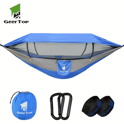 GeerTop 3-in-1 Camping Hammock with Mosquito Net & Sun Shelter - Durable, Easy Setup for Backpacking, Hiking, Beach & Garden