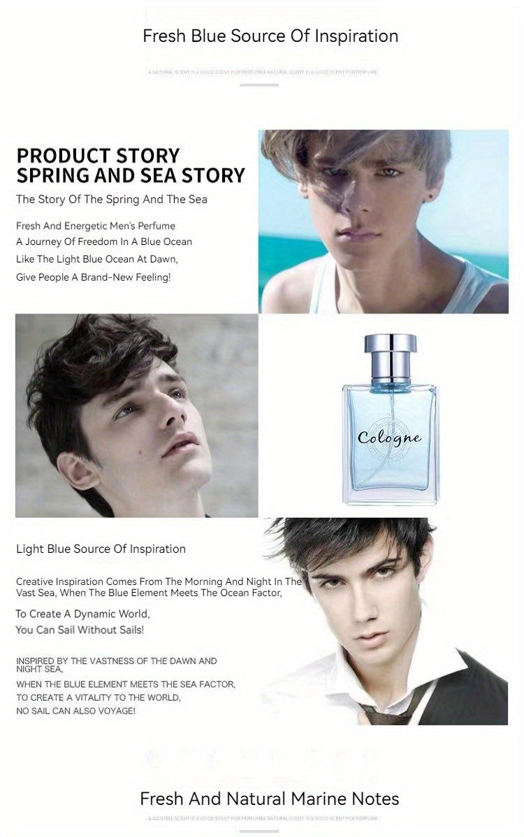 50ml Ocean Pheromones Cologne - Long-Lasting, Light, Fresh, Natural Fragrance for Men, Perfect for Dating, Party, and Gift-Giving, 1.7 Fl. Oz. Eau De Toilette Spray