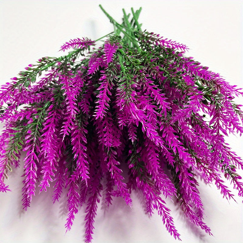 4 Bundles of UV-Resistant Artificial Lavender Flowers - Perfect for Garden, Porch, and Window Box Decorations!