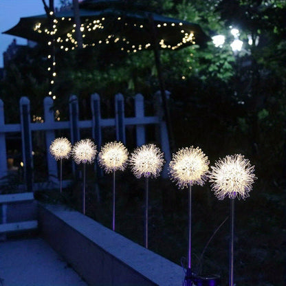 2pcs Solar Dandelion Aluminum Wire Ball Garden Lamp Waterproof Outdoor LED Landscape Lamp, Solar Flower Lamp Suitable For Courtyard Path, Flower Bed, Courtyard Lawn Decoration 29.53"x3.54"