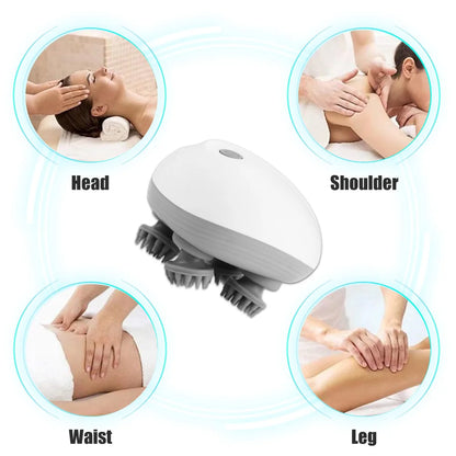 Wireless Head Massager Electric Head Scalp Relax Massage Body Shoulder Deep Tissue Kneading Vibrating Cat Pet Massage Device