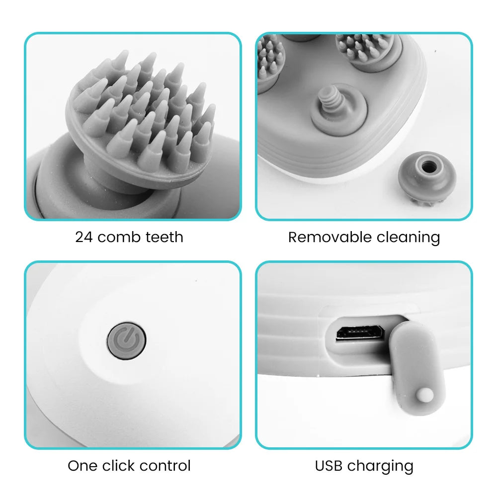 Wireless Head Massager Electric Head Scalp Relax Massage Body Shoulder Deep Tissue Kneading Vibrating Cat Pet Massage Device