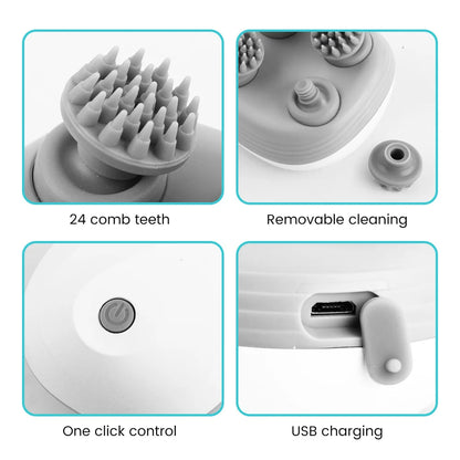 Wireless Head Massager Electric Head Scalp Relax Massage Body Shoulder Deep Tissue Kneading Vibrating Cat Pet Massage Device