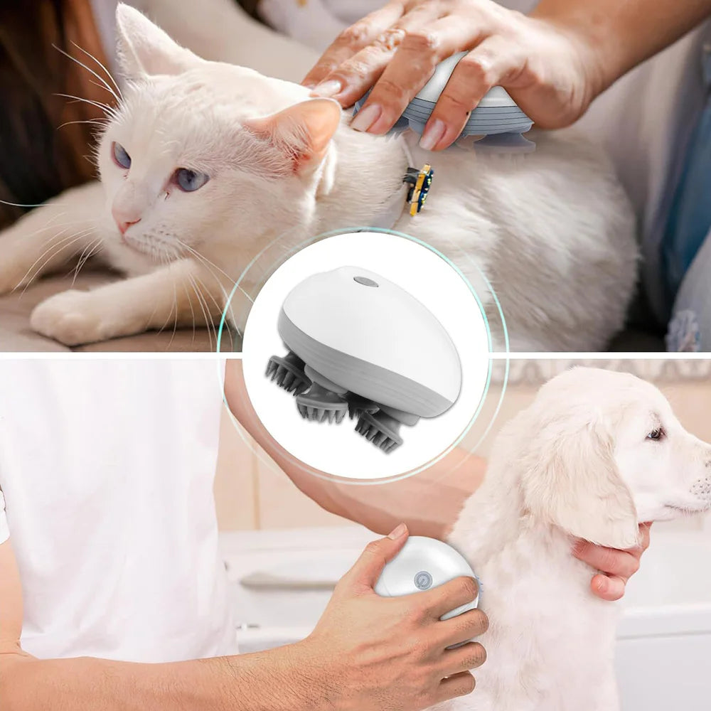 Wireless Head Massager Electric Head Scalp Relax Massage Body Shoulder Deep Tissue Kneading Vibrating Cat Pet Massage Device