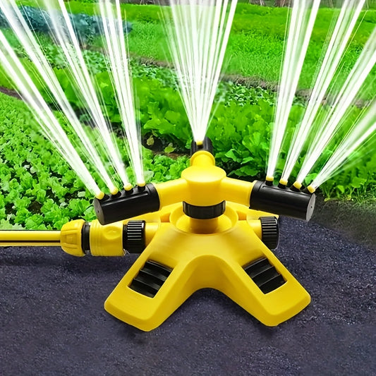 [1pc 360° Rotating Lawn Sprinkler] 1pc Lawn Automatic Sprinkler 360° Rotating 3 Adjustable Rotating Arms Combinable Multi-Angle Large Area Coverage For Garden Lawn Automatic Irrigation Roof Cooling, Yellow