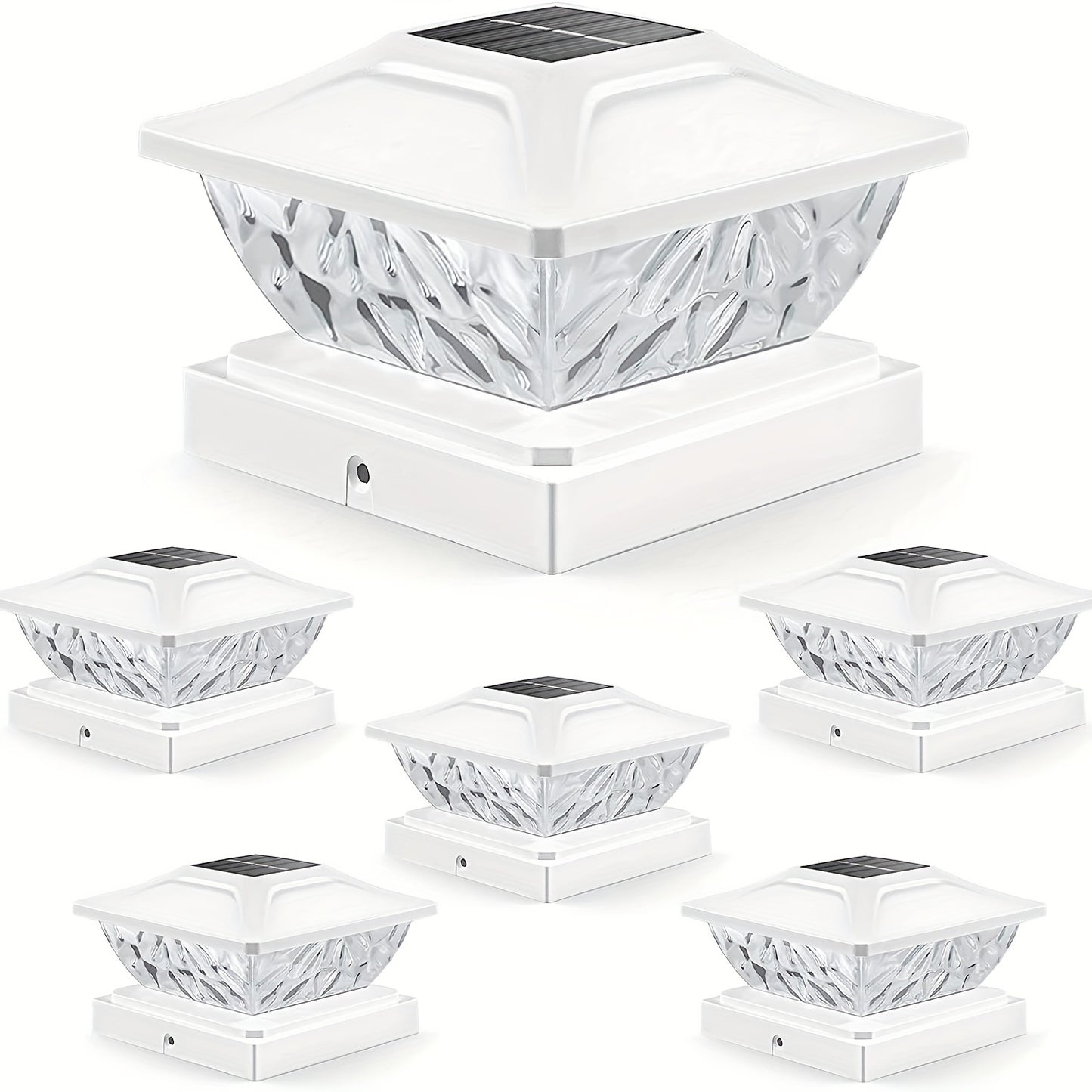 4/6/8 pack Solar Column Cover Light - 2 Modes LED Fence Deck Light for 3.5x3.5, 4x4, 4.5x4.5, 5x5 Wood Posts - Waterproof Outdoor Solar Light for Garden, Porch, Patio, Stairs - Bright and Decorative