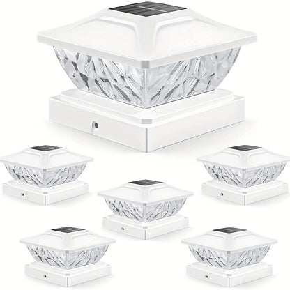 4/6/8 pack Solar Column Cover Light - 2 Modes LED Fence Deck Light for 3.5x3.5, 4x4, 4.5x4.5, 5x5 Wood Posts - Waterproof Outdoor Solar Light for Garden, Porch, Patio, Stairs - Bright and Decorative