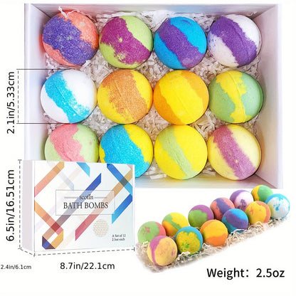 Bath Bombs Gift Set - 12 Handmade Fizzies for Women - Perfect for Bubble & Spa Bath- Essential and Fragrance Oils for Moisturizing Dry Skin - Unique Birthday & Beauty Products, Pack of 12