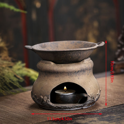 1pc, Retro Aromatherapy Candle Holder Fragrance Burner Tealight Holder Ceramic Candle Diffuser Essential Oil Warmer For Aromatherapy Yoga Room