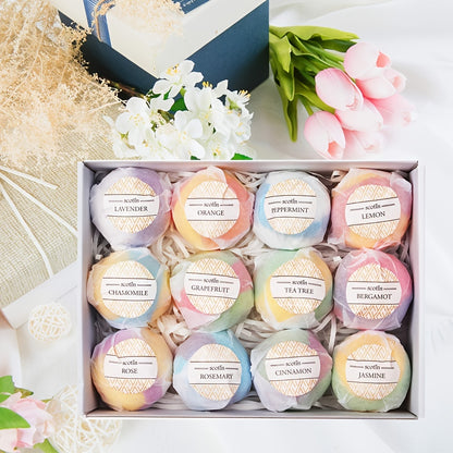Bath Bombs Gift Set - 12 Handmade Fizzies for Women - Perfect for Bubble & Spa Bath- Essential and Fragrance Oils for Moisturizing Dry Skin - Unique Birthday & Beauty Products, Pack of 12