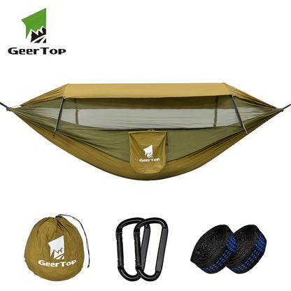 GeerTop 3-in-1 Camping Hammock with Mosquito Net & Sun Shelter - Durable, Easy Setup for Backpacking, Hiking, Beach & Garden