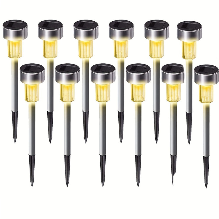 1 pack/ 8 pack/10 pack/12 pack Solar Powered Stainless Steel LED Landscape Lights, Outdoor Pathway Lights for Garden, Patio, Lawn - 1 Pack/8 Pack/10 Pack/12 Pack