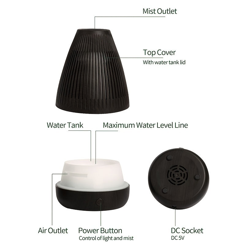 1pc Aroma diffuser Portable USB Humidifier with Color Flame Night Light and Aroma Diffuser - Enhance Your Sleep and Relaxation with Soothing Moisture and Fragrance