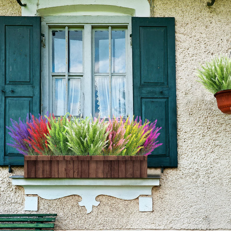 4 Bundles of UV-Resistant Artificial Lavender Flowers - Perfect for Garden, Porch, and Window Box Decorations!
