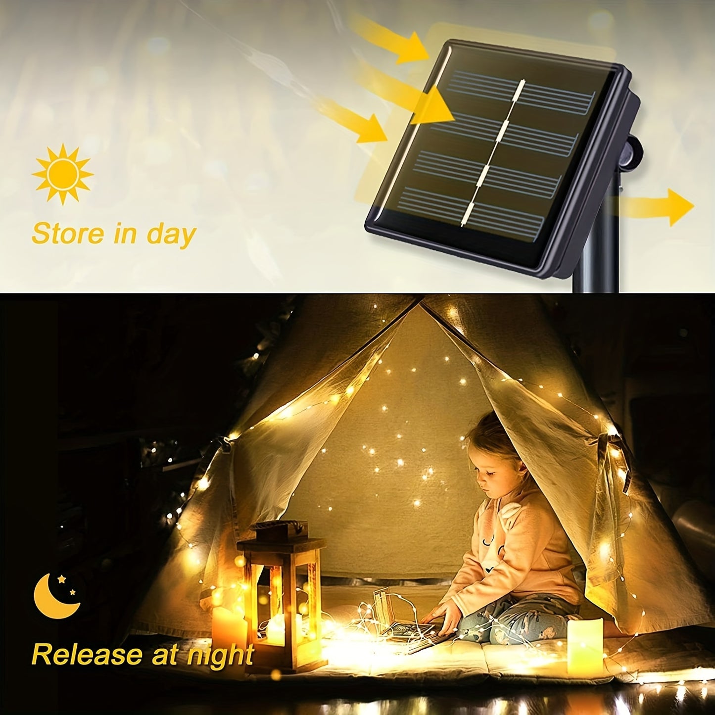 1pc, 50/100/200/300 LED Solar Light Outdoor Waterproof With 8 Modes Copper Wire Fairy Garland String Lights For Party Wedding Patio Garden Lawn Pathway Solar Power Lamp Christmas Decoration, Halloween Decorations Lights Outdo