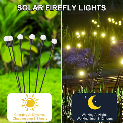6/8/10 Lights Solar Lawn Lamp Garden Lamp, LED Wind-driven Firefly Ground Plug Lamp, Garden Ramadan Decoration Festival Lamp