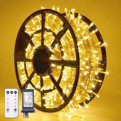 168FT 600 LED Christmas Lights Outdoor Waterproof 8 Modes Indoor String Lights for outside Warm White Christmas Tree Lights Plug in for Bedroom Wedding Party Holiday Classroom Decorations