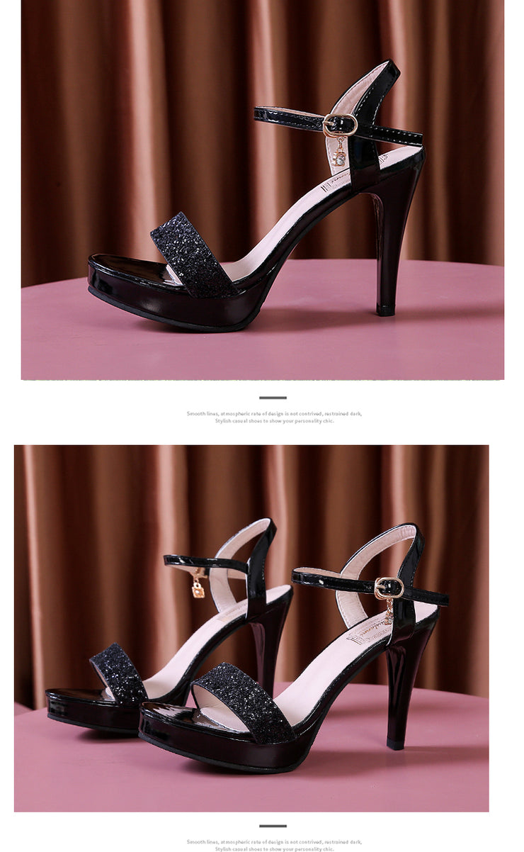Women's Platform High Heeled Sandals - Sexy Open Toe Sequins Ankle Strap Stiletto Heels - Versatile Dress Pumps for Music Festival - For Women -  Suitable for Parties & Festivals - Perfect Gift for Fashionistas