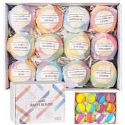 Bath Bombs Gift Set - 12 Handmade Fizzies for Women - Perfect for Bubble & Spa Bath- Essential and Fragrance Oils for Moisturizing Dry Skin - Unique Birthday & Beauty Products, Pack of 12