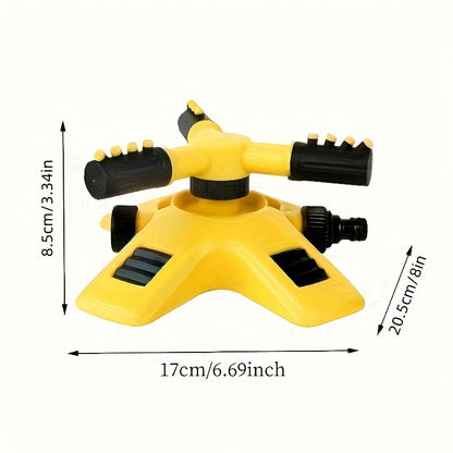 [1pc 360° Rotating Lawn Sprinkler] 1pc Lawn Automatic Sprinkler 360° Rotating 3 Adjustable Rotating Arms Combinable Multi-Angle Large Area Coverage For Garden Lawn Automatic Irrigation Roof Cooling, Yellow