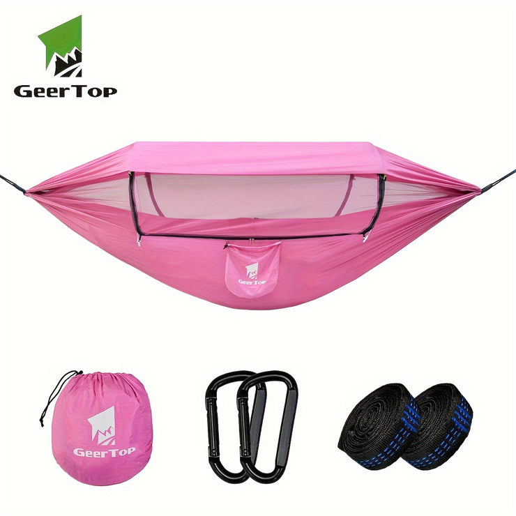 GeerTop 3-in-1 Camping Hammock with Mosquito Net & Sun Shelter - Durable, Easy Setup for Backpacking, Hiking, Beach & Garden