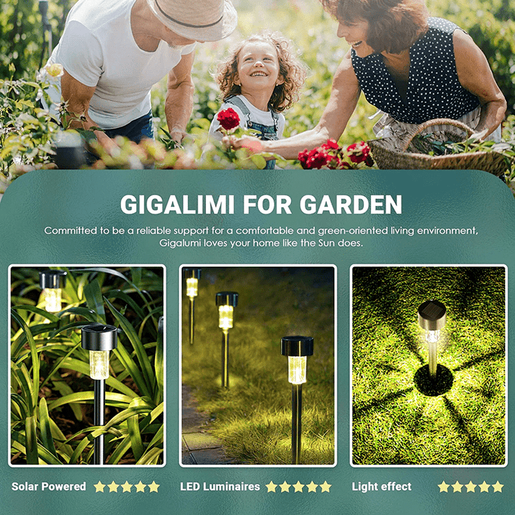 12 Pack Solar Outdoor Lights, Stainless Steel Solar Lights Outdoor Waterproof, LED Pathway Lights Outdoor Solar Lights Solar Garden Lights For Patio, Lawn, Yard And Landscape